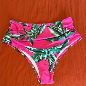Tropical Pink High-Waisted Bikini Bottom